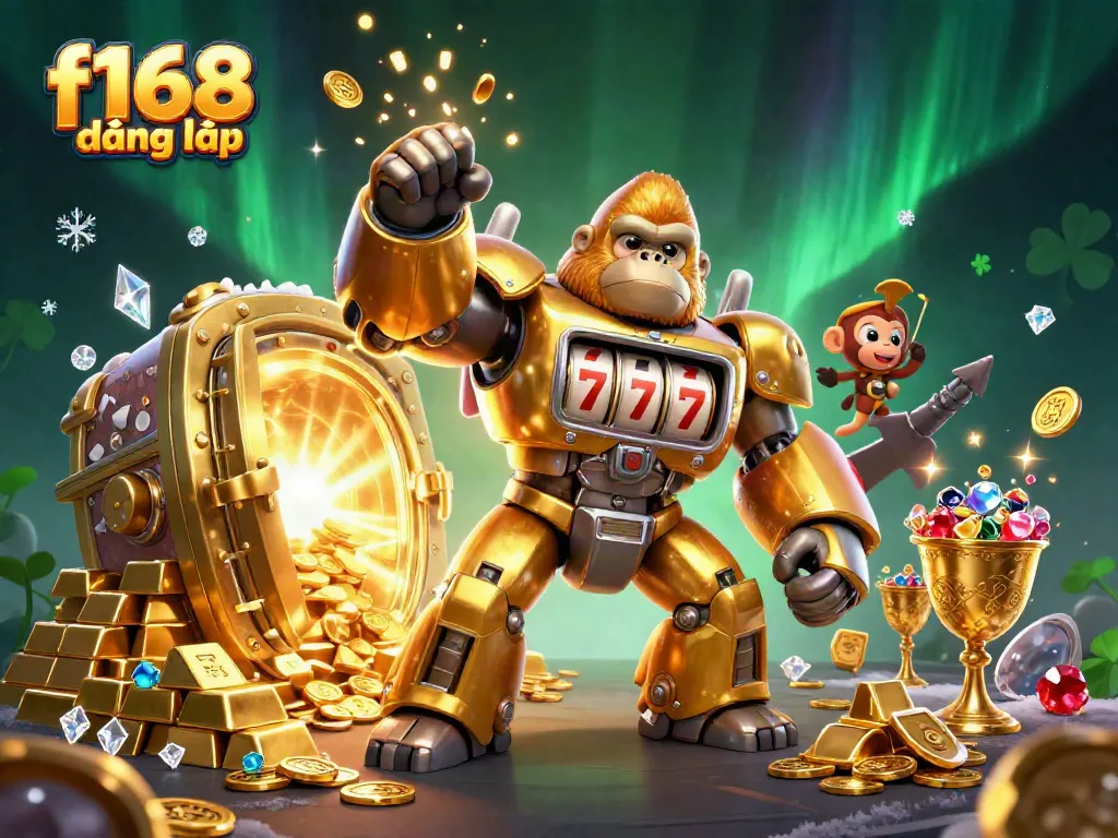 Experience f168 đăng nhập with our captivating online casino adventure featuring a dynamic golden gorilla mech.